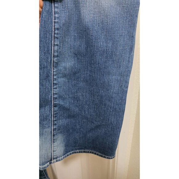7 For All Mankind Flare Women's Blue Bootcut Jeans Size 29 Distressed Denim - Picture 4 of 10